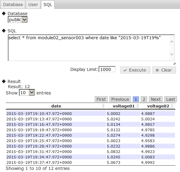SQL screen